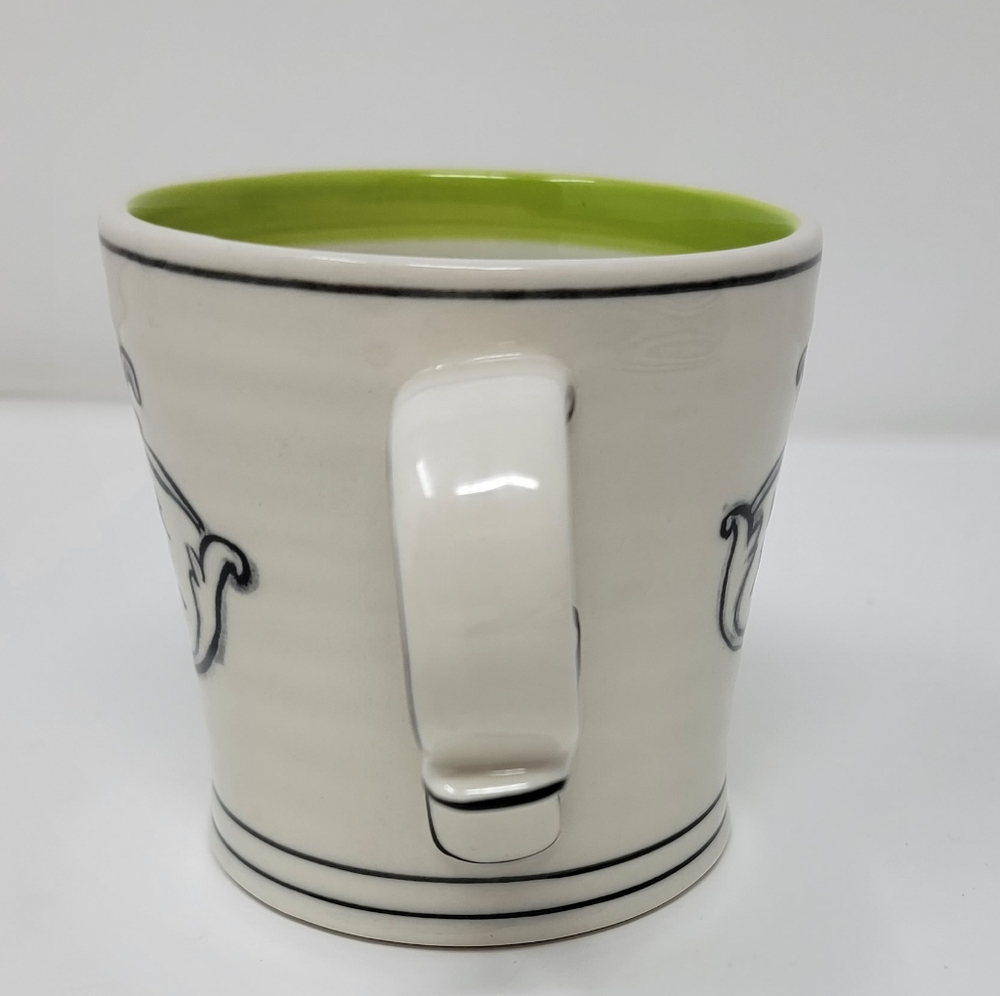 Anthropologie MOLLY HATCH Make It Happen COFFEE MUG Green Stripe Interior - Picture 8 of 9